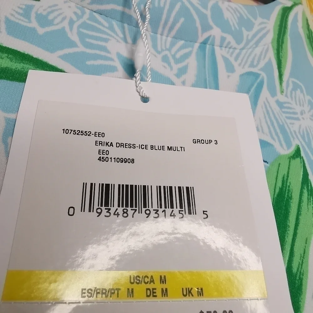 NWT Cappagallo Women’s Medium Erika Ice Blue Floral Dress Tropical Lightweight - Picture 8 of 14